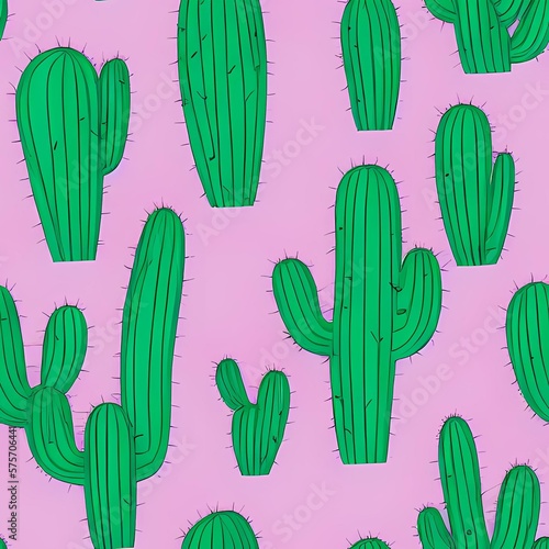 Seamless cactus pattern created with generative ai technology