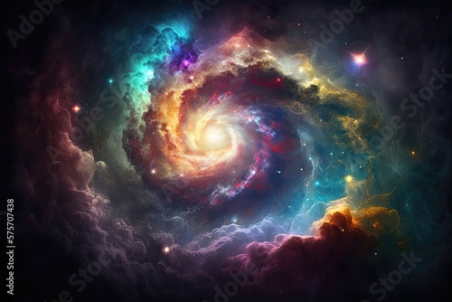 Galaxy nebula in outer space endless universe. Generative AI
