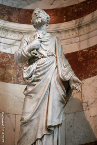 Notre-Dame de la Garde basilica, Marseille. St Peter statue. France.