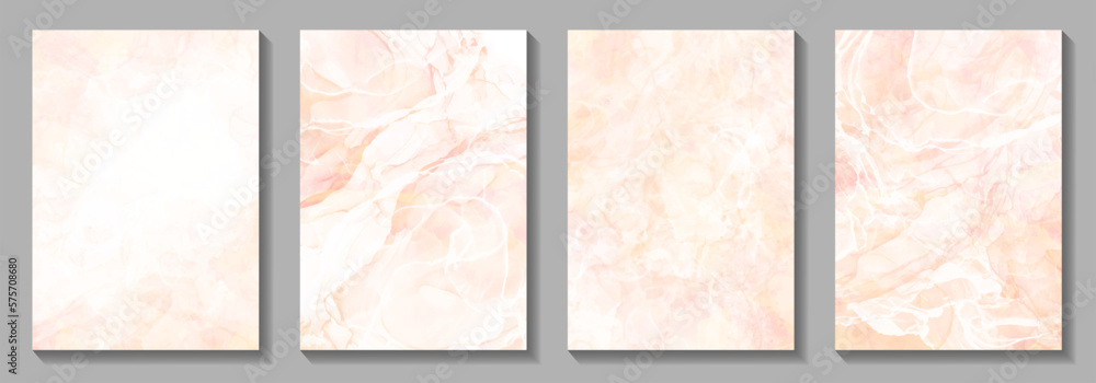 Marble vector texture background for cover design, poster, cover, banner, flyer, cards and design interior. Marbled tile. Pink and beige stone texture. Hand-drawn luxury illustration.