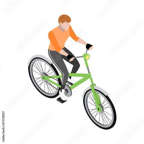 Bicycle Rider Isometric Composition