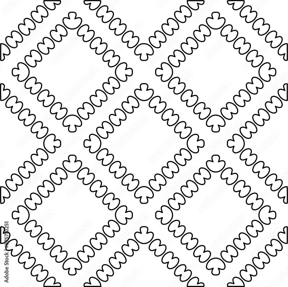  Monochrome ornamental texture with smooth linear shapes, zigzag lines, lace pattern.Abstract geometric black and white pattern for web page, textures, card, poster, fabric, textile.