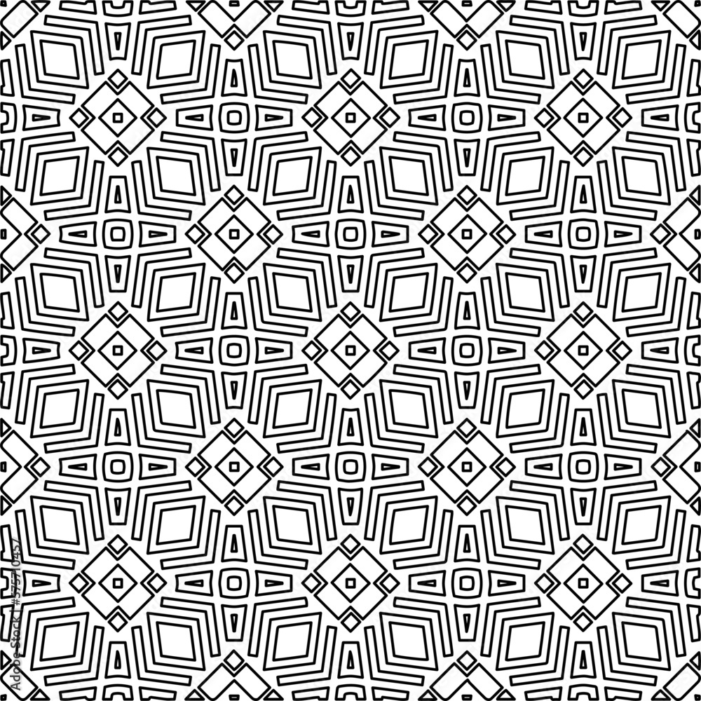 Monochrome ornamental texture with smooth linear shapes, zigzag lines, lace pattern.Abstract geometric black and white pattern for web page, textures, card, poster, fabric, textile. Monochrome ornamental texture with smooth linear shapes, zigzag lines, lace pattern.Abstract geometric black and white pattern for web page, textures, card, poster, fabric, textile.