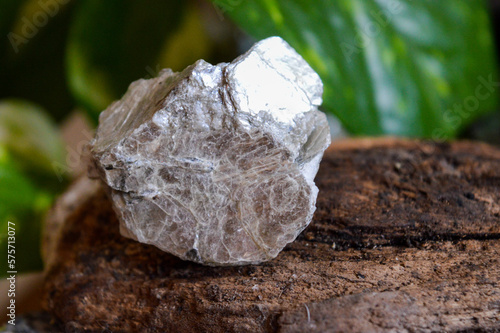 mica mineral on garden background