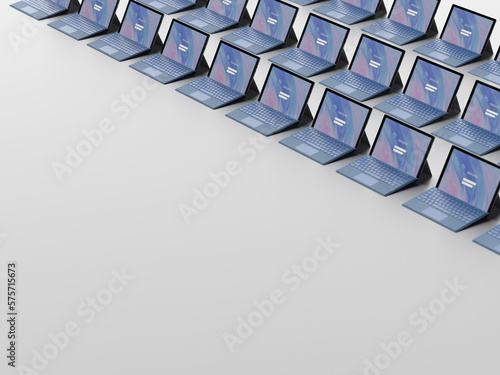 Schilderij op canvas Laptops in a row