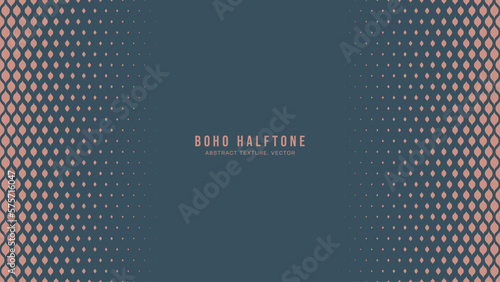 Boho Style Modern Halftone Vector Vertical Border Aesthetic Abstract Background. Half Tone Gypsy Scale Pattern Trendy Fashionable Texture. Stylish Minimalist Wide Fancy Wallpaper. Graceful Abstraction