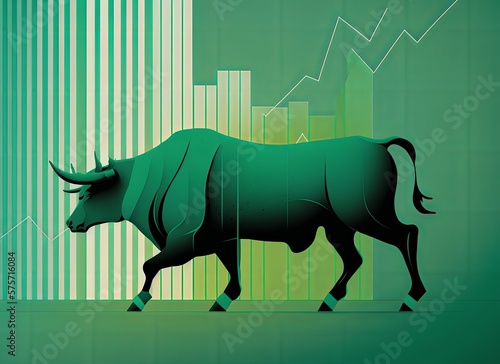 Bull market of rising prices. Concept of economic crisis and capitalism. Generative AI.
