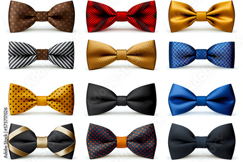 Fotografija A set of various colorful masculine visual style bow tie designs isolated on white background