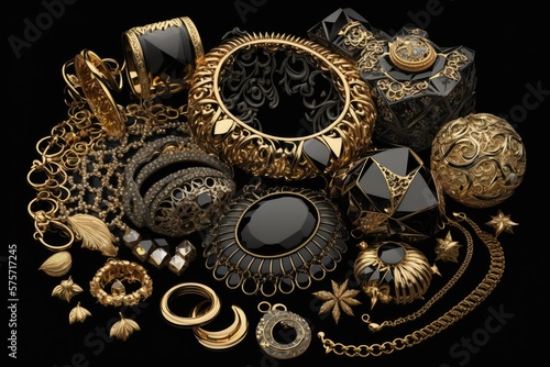 An Overabundance of Gold Jewelry. Generative AI