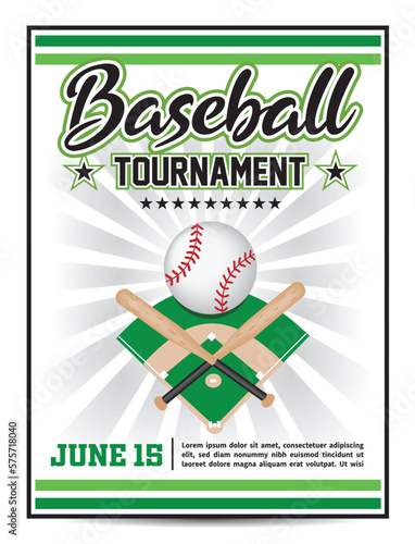 Baseball league tournament flyer poster design vector 