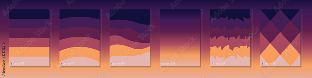 Collection of vector abstract templates, posters, placards, brochures, banners, flyers, backgrounds and etc. Contemporary minimal color gradient covers, prints, cards