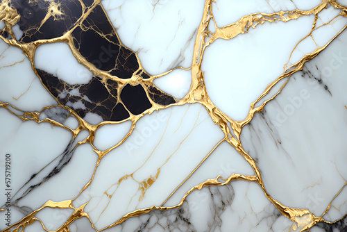 White marble with golden veins, texture, background © Alcuin