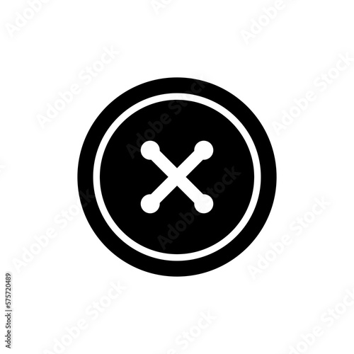 Clothing button icon. Sew-through button with four holes. Vector Illustration