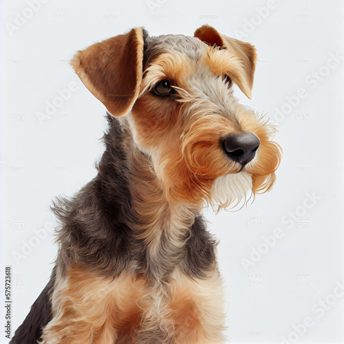 Airedale Terrier dog isolated on a white background PMG