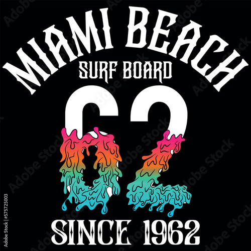 Miami Beach Text in gradient blasted Effect, Fashion design, California Beach , Florida Summer.