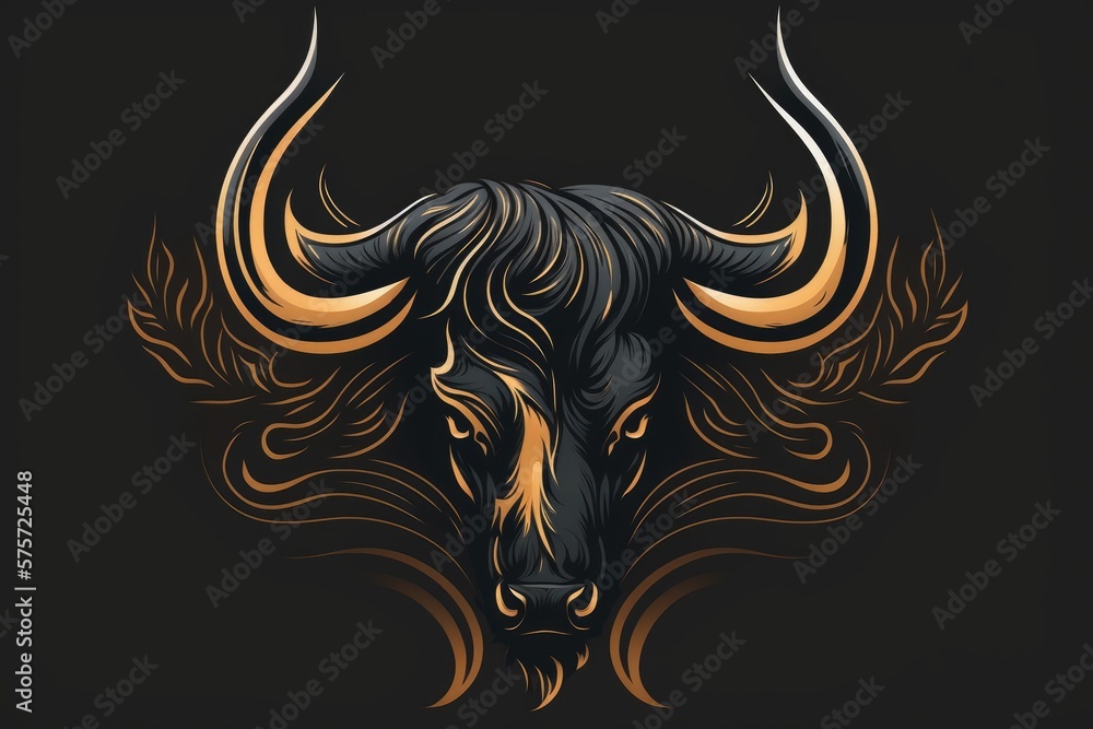 Luxury Elegance art of bull head for logo design, AI generated Luxury Elegance art of bull head for logo design, AI generated