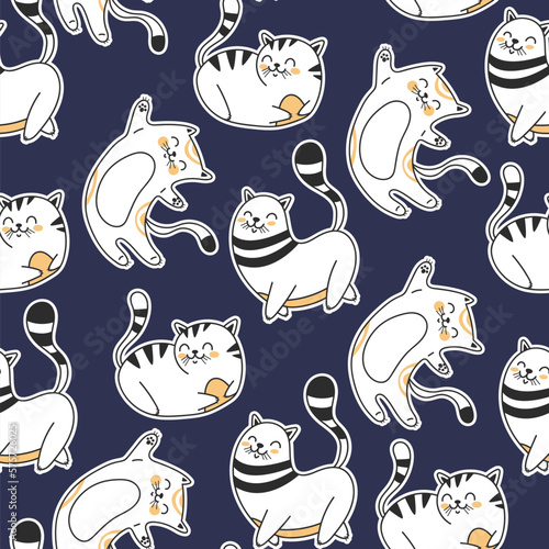Cat pet seamless drawing pattern abstract concept. Vector flat graphic design element concept illustration
