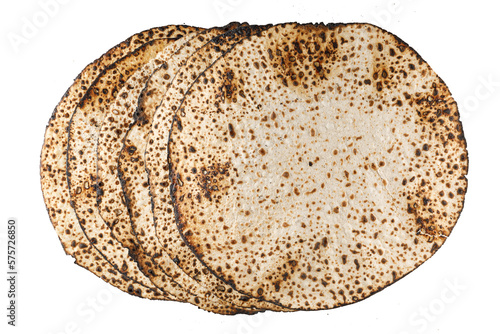 Matzah Shmurah. Jewish traditional Passover bread. Pesach celebration symbol. Closeup