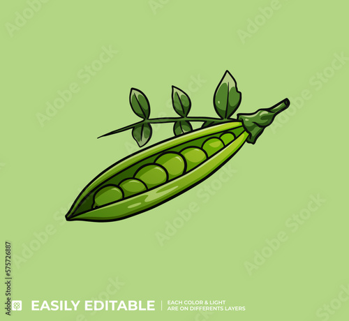 Petits Pois Verts Illustration Vecteur