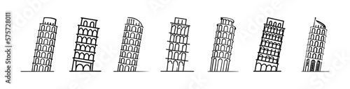 Fotografia Pisa tower vector illustration set