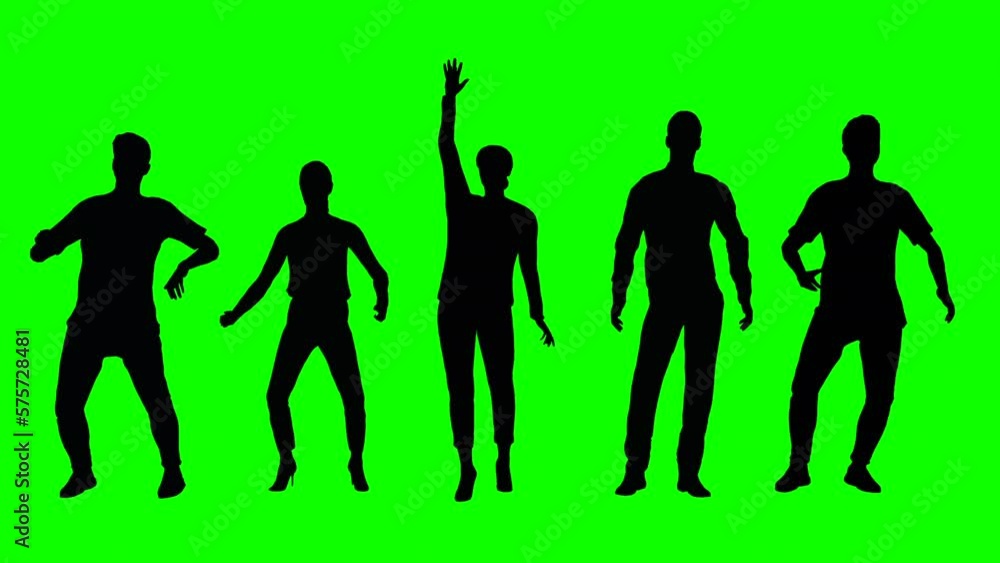 People silhouettes cheering green screen People silhouettes cheering green screen