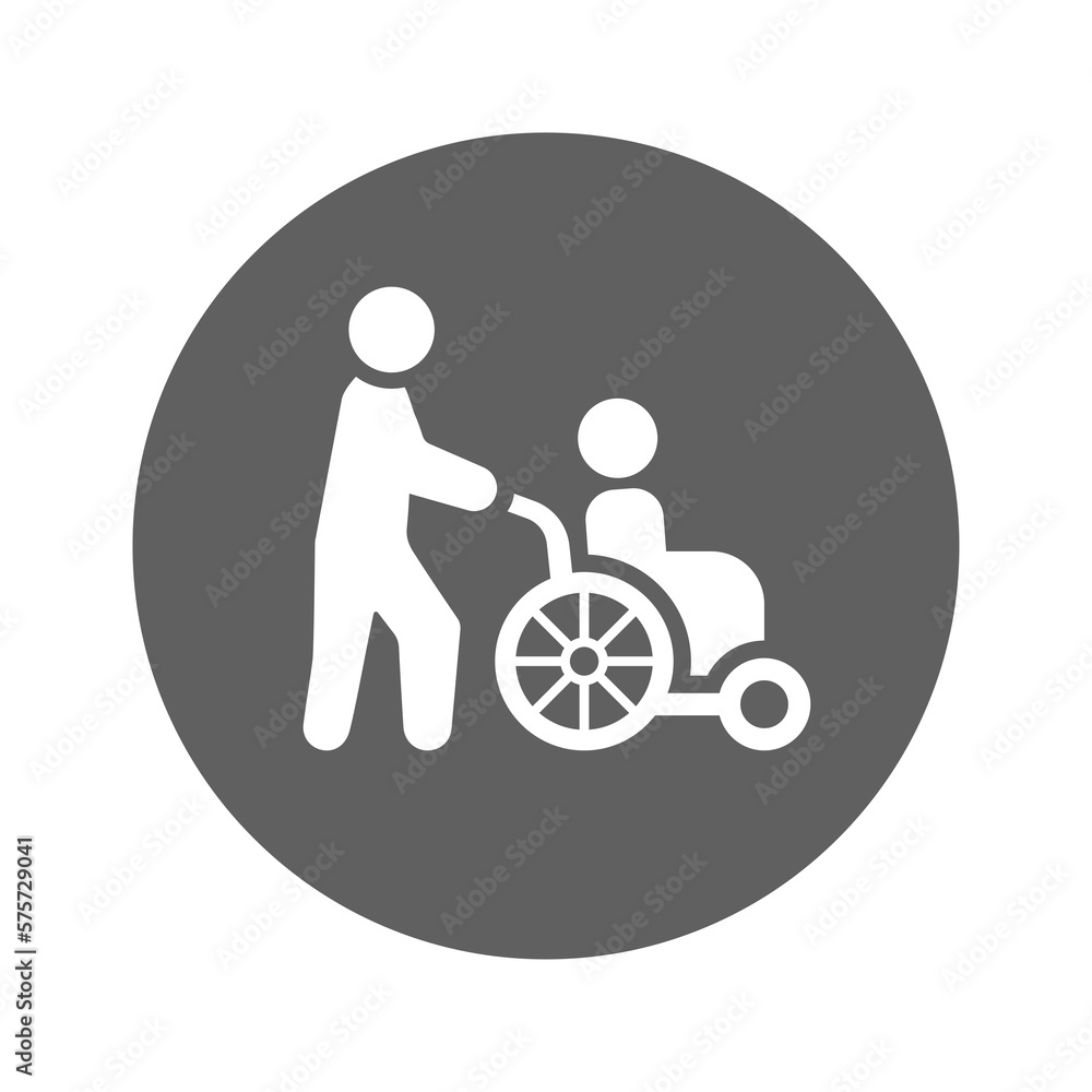 Caregivers, caretaker, disability icon. Gray vector graphics. Caregivers, caretaker, disability icon. Gray vector graphics.