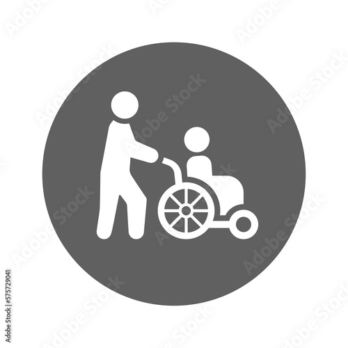 Caregivers, caretaker, disability icon. Gray vector graphics.