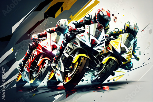 Racing motorcycles gear up for championship competitions in the world of motorsport, showcasing the adrenaline-fueled excitement and anticipation of the racing scene photo