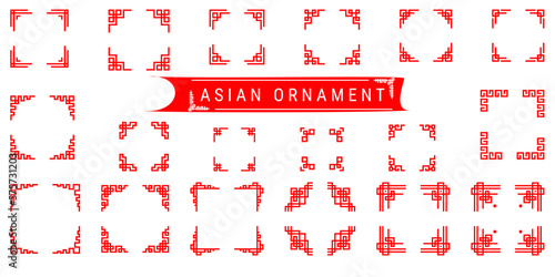 Asian ornament in vector style.  Vintage patterns in traditional Chinese style.  Vector Japanese corners