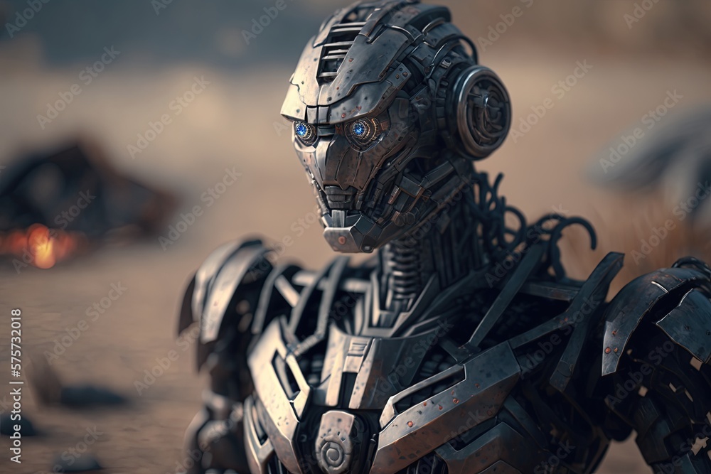 Fototapeta premium robot in action, AI, created with AI, generative AI