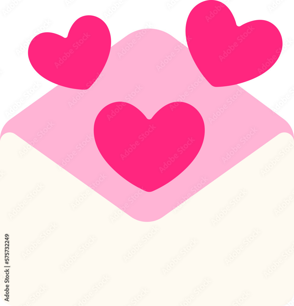 Envelope Pop up heart Icon Elements Flat Style