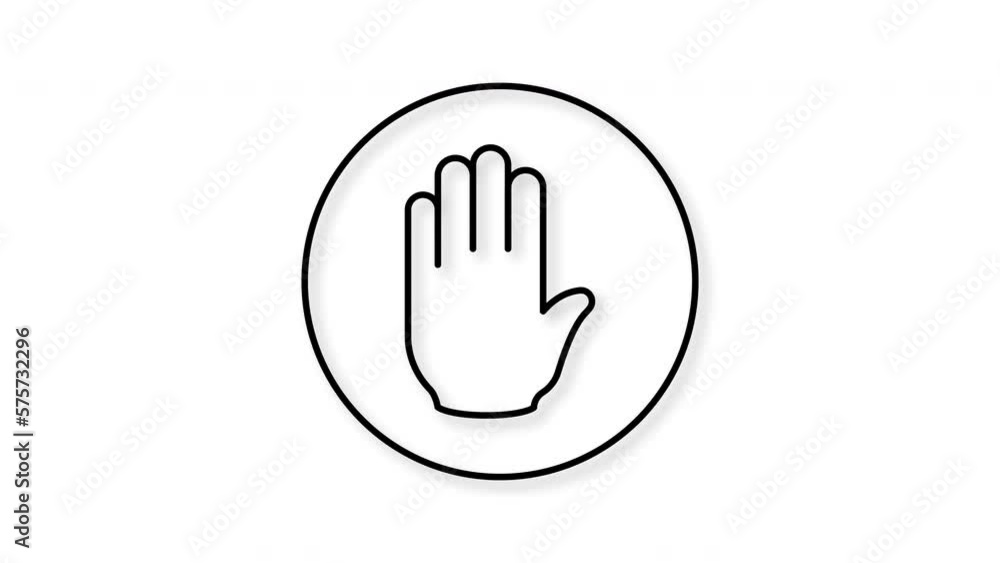 Hand palm icon animation. No entry concept. Motion graphics. Hand palm icon animation. No entry concept. Motion graphics.