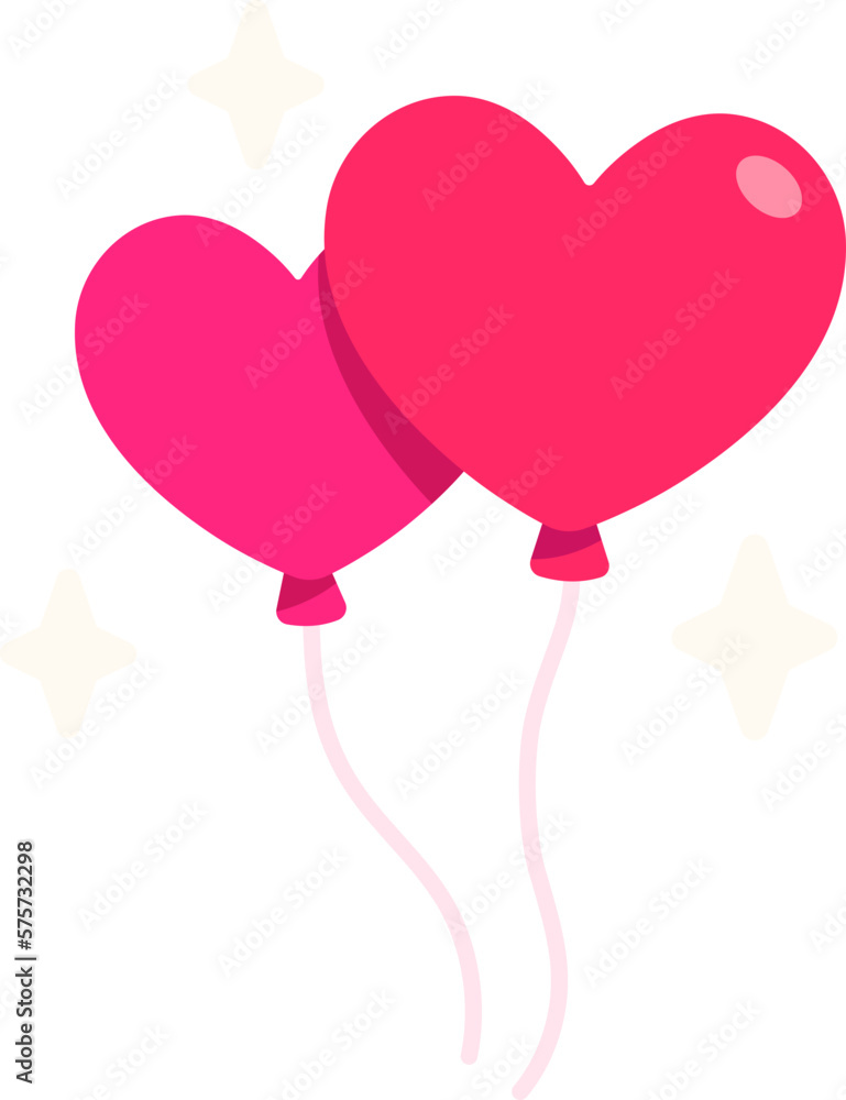 Heart Balloon Two Icon Elements Flat Style