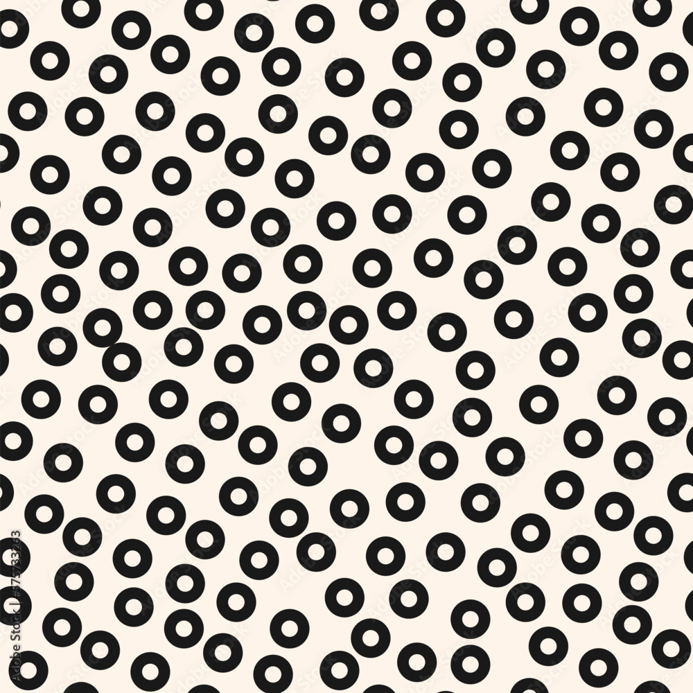 Polka dot vector seamless pattern. Abstract minimal funky texture with small irregular black outline circles on white background. Modern dots pattern. Dark monochrome repeat design for decor, print Polka dot vector seamless pattern. Abstract minimal funky texture with small irregular black outline circles on white background. Modern dots pattern. Dark monochrome repeat design for decor, print