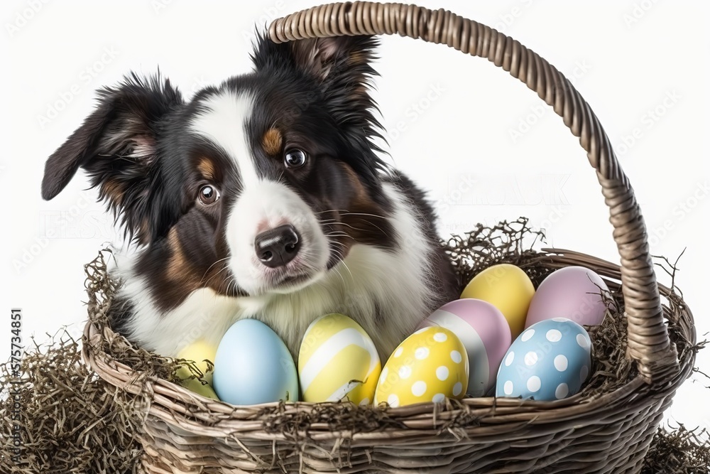 Puppy in easter store basket