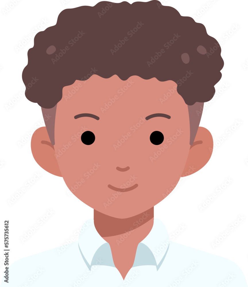 Man boy avatar User person people curly hair black Flat Style