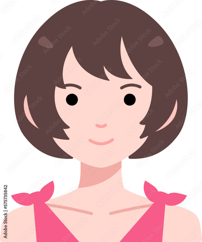 Cute Woman girl avatar User person people short hair Flat Style Cute Woman girl avatar User person people short hair Flat Style