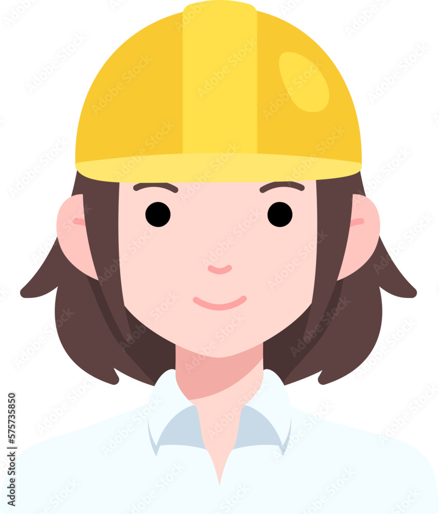 Engineering Woman girl avatar User person labor safety helmet Flat Style