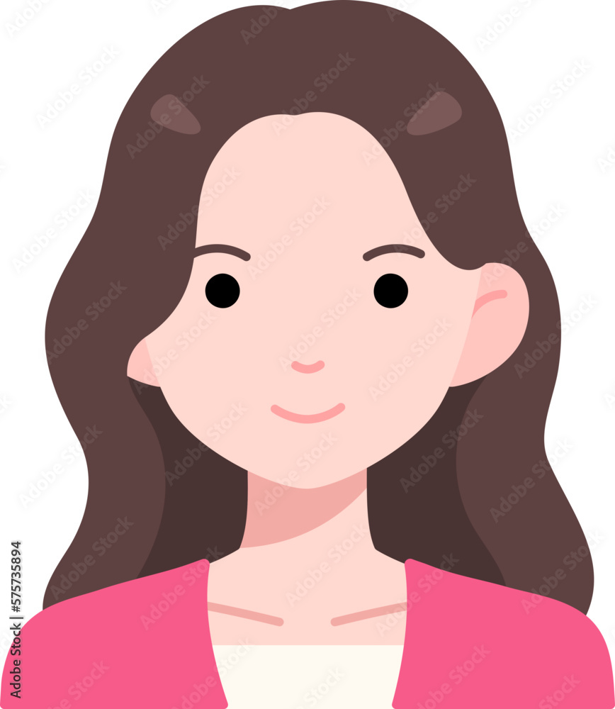Woman girl avatar User person long hair Pink Clothing Flat Style Woman girl avatar User person long hair Pink Clothing Flat Style