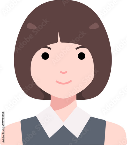 Woman girl avatar User person people bob short hair Flat Style