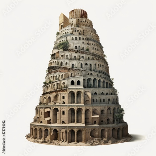 Foto The Tower of Babel narrative in Genesis 11:1–9 is an origin myth and parable mea