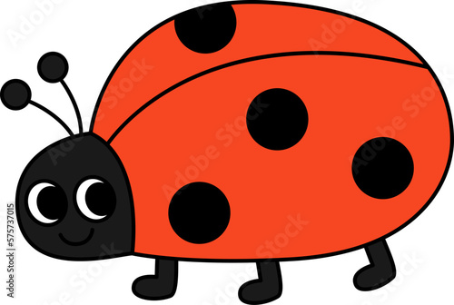 Retro 70s groovy smiling ladybug. Cartoon hippie isolated vector illustration