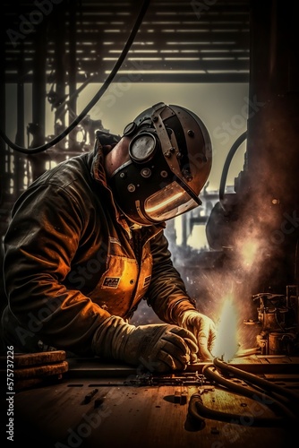 illustration, a man welding,generative ai