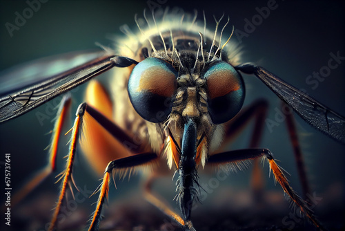 An extremely sharp and detailed portrait of mosquito macro.generative ai © S...