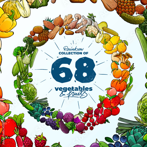 Collection Légumes Fruits Illustration Vecteur