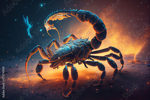 Zodiac sign of Scorpio, fantasy scorpion.generative ai