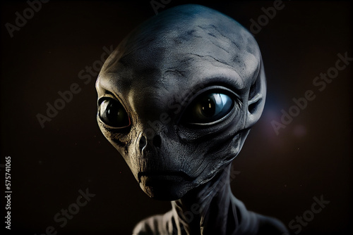 Portrait of an alien on a black background.generative ai