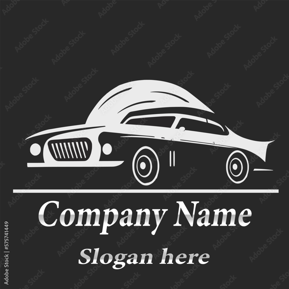 Obraz premium A minimalist car logo for companies specializing in (Automobile industry,Car service,Car dealerships and Car repair shops,Car rent,Automobile spare parts)