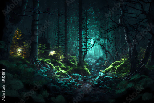 Beautiful fantasy forest  Generative AI