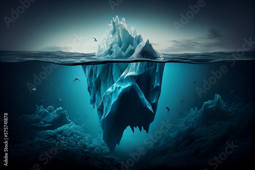 iceberg underwater risk, dark hidden .generative ai